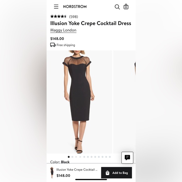 NWT Maggy London Black Illusion Yoke Crepe Cocktail Dress size 8 MSRP $148 - Picture 3 of 7
